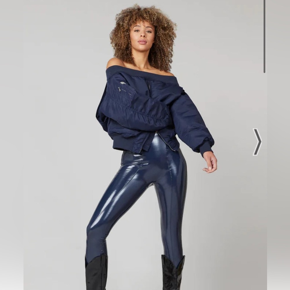 Spanx Faux Patent Leather Legging - Port Navy